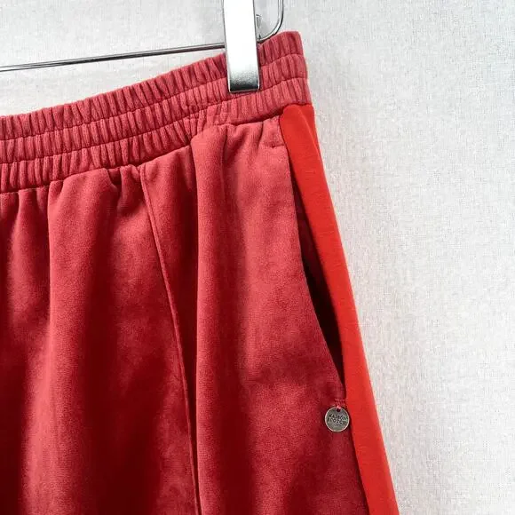 SCOTCH AND SODA The Peaks Velour Crop Track Pants Womens M Red Mid Rise Straight - Picture 9 of 16